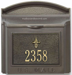 Fleur De Lys Wall Mount Mailbox - Bronze