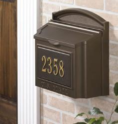 Whitehall Wall Mount Mailbox with Custom Address Plaque - Bronze